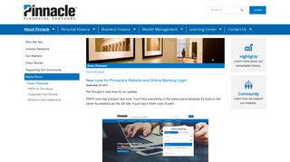 New Look for Pinnacle's Website and Online Banking Login | Pinnacle ...