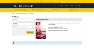 Check Your PNR Status Online | Jet Airways