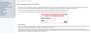 Grants.gov - E-Business Point of Contact Login