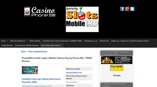 PocketWin Mobile Casino Login, Pay Phone Bill/Alternative Offers!