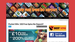 Pocket Win: 100 Free Spins No Deposit! - New Free Spins No Deposit