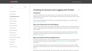 Creating an Account and Logging Into Pocket - Pocket Support