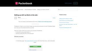Setting up with my Bank on the web. – Pocketbook Help Centre
