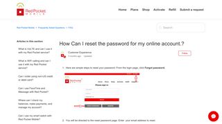 How Can I reset the password for my online account.? – Red Pocket ...