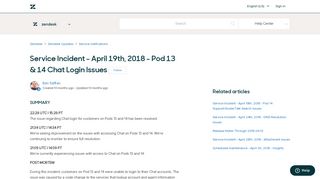 Service Incident - April 19th, 2018 - Pod 13 & 14 Chat Login Issues ...