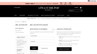 My Account Login | A Pea in the Pod Maternity