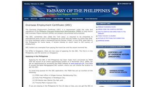 Overseas Employment Certificate (OEC) : Embassy of the Philippines ...