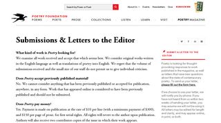 Submissions & Letters to the Editor | Poetry Foundation
