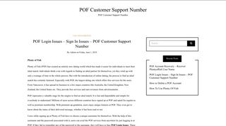 POF Login Issues - Sign In Issue - POF Customer Support Number