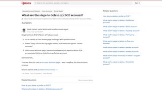 What are the steps to delete my POF account? - Quora