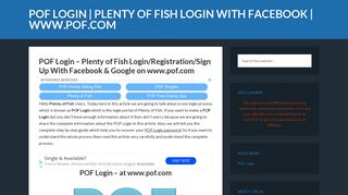 POF Login - Plenty of Fish Login @ www.pof.com [Click Here]
