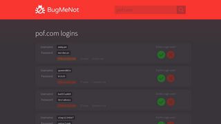 pof.com passwords - BugMeNot
