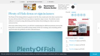 Plenty of Fish down or sign in issues, Jan 2019 - Product Reviews Net