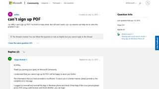 can't sign up POF - Microsoft Community