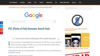 POF (Plenty of Fish) Username Search Hack - Askboard