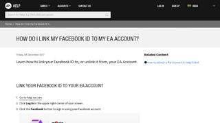 How do I link my Facebook ID to my EA Account? - EA Help