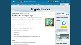 Pogo Launches New Sign-in Page!