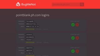 pointblank.ph.com passwords - BugMeNot