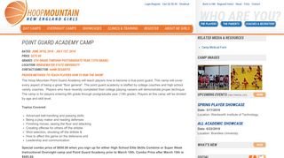 Point Guard Academy Camp - Hoop Mountain New England Girls
