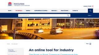 A New Online Tool For Industry - Point to Point Transport Commissioner