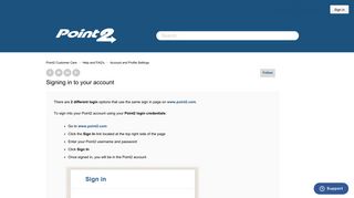 Signing in to your account – Point2 Customer Care