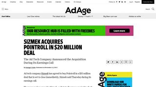 Sizmek Acquires Pointroll in $20 Million Deal | Digital - Ad Age