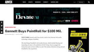 Gannett Buys PointRoll for $100 Mil. – Adweek