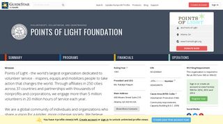Points of Light Foundation - GuideStar Profile