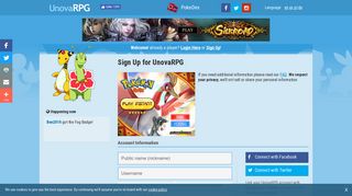 UnovaRPG Pokemon Online Game | Sign Up