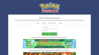 Pokemon Crater - Battle Arena - Online Pokemon MMORPG | Login