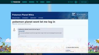 pokemon planet wont let me log in | Pokemon Planet Wikia | FANDOM ...