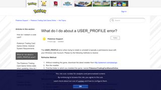 What do I do about a USER_PROFILE error? – Pokémon Support