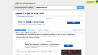 pokemonlake.com at WI. PokemonLake - Online Pokemon Game