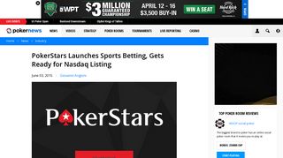 PokerStars Launches Sports Betting, Gets Ready for Nasdaq Listing ...