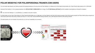 Polar WebSync for polarpersonaltrainer.com users