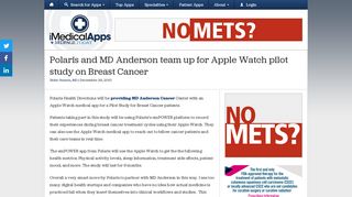 Polaris and MD Anderson team up for Apple Watch pilot study on ...