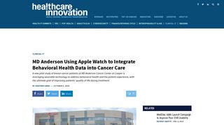 MD Anderson Using Apple Watch to Integrate Behavioral Health Data ...