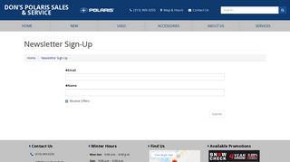 Newsletter Sign-Up Don's Polaris Sales & Service Old Forge, NY (315 ...