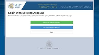 Login With Existing Account - Calgary Police Information Check