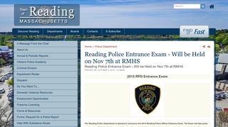 Reading Police Entrance Exam - Will be Held on Nov 7th at RMHS ...
