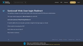Sonicwall Web User login Redirect - Experts Exchange