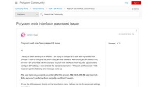 Polycom web interface password issue - Polycom Community