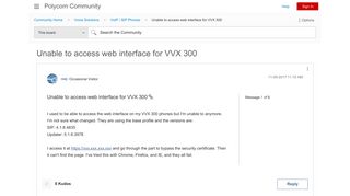 Unable to access web interface for VVX 300 - Polycom Community