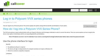 Log in to Polycom VVX series phones - CallTower Solutions Center