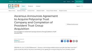 Ascensus Announces Agreement to Acquire Polycomp Trust Company ...