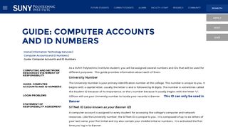 Guide: Computer Accounts and ID Numbers | SUNY Polytechnic Institute