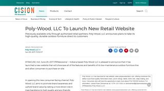 Poly-Wood, LLC To Launch New Retail Website - PR Newswire