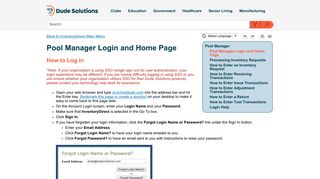 Pool Manager Login and Home Page - Dude Solutions' Online Help