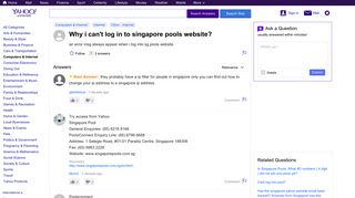 why i can't log in to singapore pools website? | Yahoo Answers