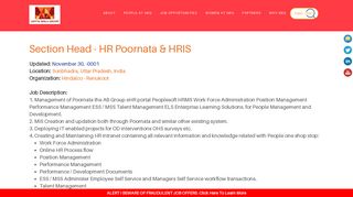 Section Head - HR Poornata & HRIS - Aditya Birla Group Careers